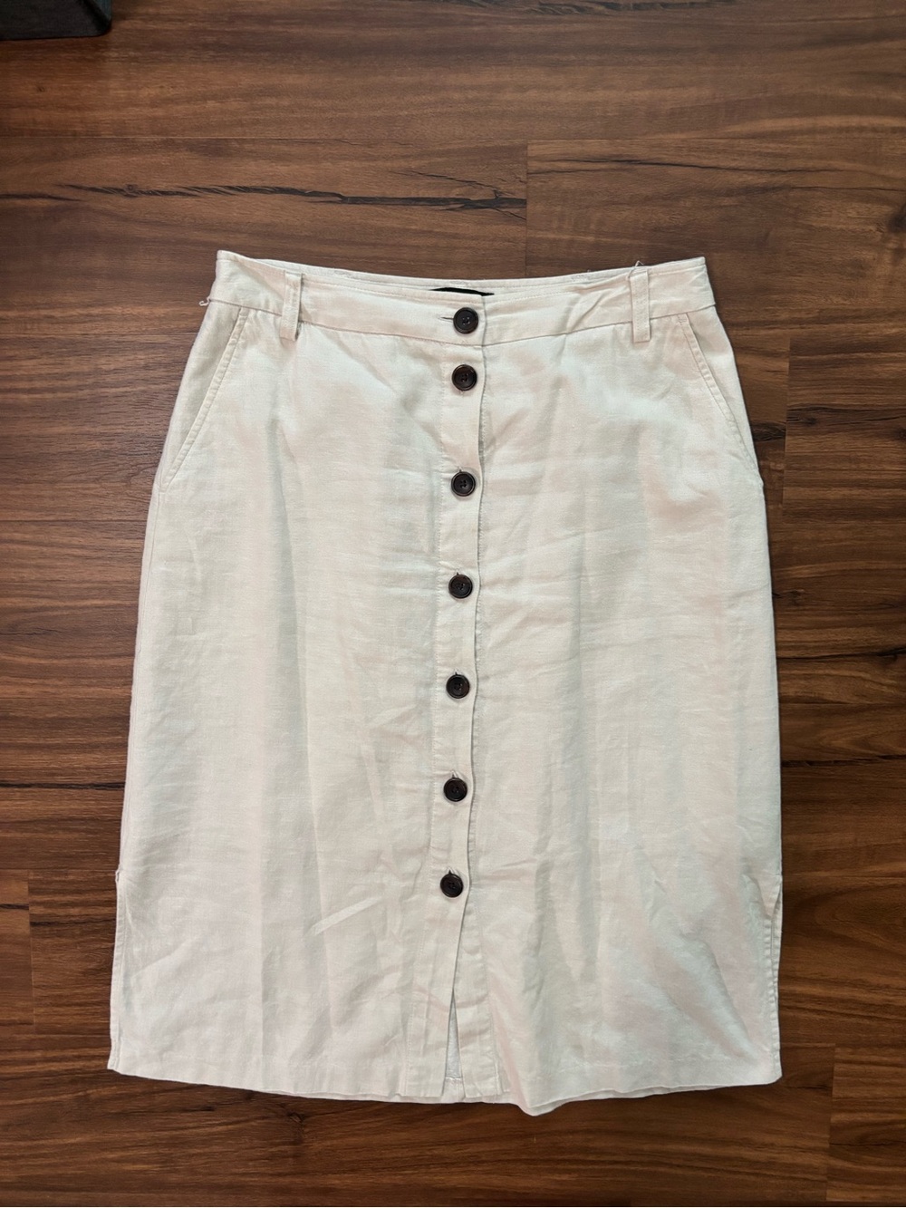 Banana Republic Cream Button-Front Midi Skirt